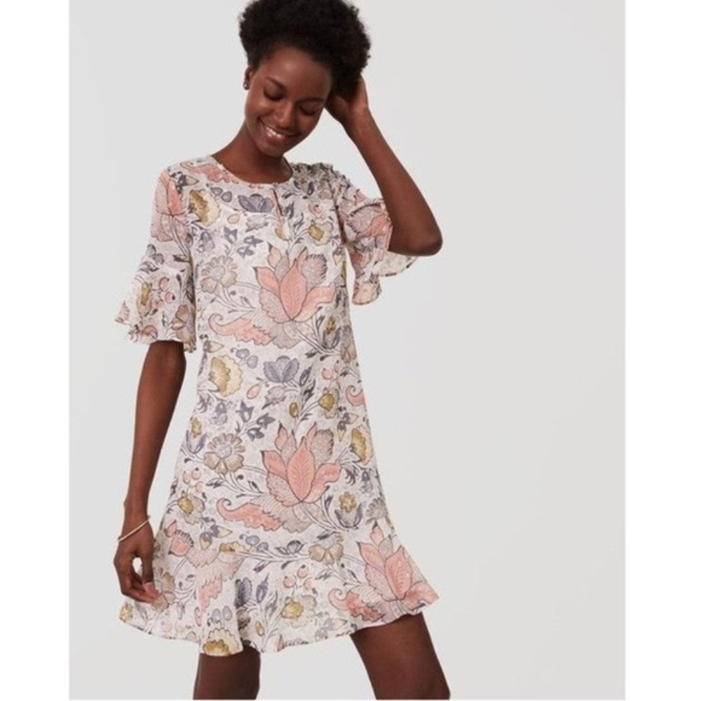Loft floral shimmer shift dress